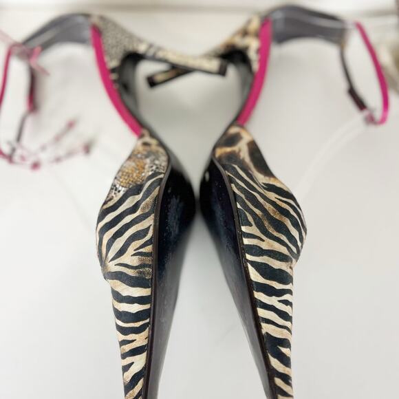 Luichiny Animal Print Pointed Toe Ankle Strap High Stiletto Heels Pumps Size 8.5 - Picture 13 of 15